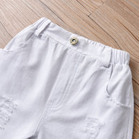 Load image into Gallery viewer, 2 Pieces Set Baby Kid Boys Birthday Party Checked Bow Shirts And Ripped Jumpsuits Wholesale 220531233
