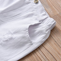 Load image into Gallery viewer, 2 Pieces Set Baby Kid Boys Birthday Party Checked Bow Shirts And Ripped Jumpsuits Wholesale 220531233
