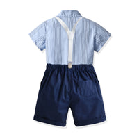 Load image into Gallery viewer, 2 Pieces Set Baby Kid Boys Striped Bow Shirts And Solid Color Rompers Wholesale 220531242
