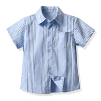Load image into Gallery viewer, 2 Pieces Set Baby Kid Boys Striped Bow Shirts And Solid Color Rompers Wholesale 220531242
