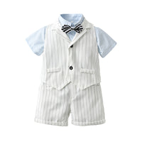 Load image into Gallery viewer, 3 Pieces Set Baby Kid Boys Birthday Party Bow Shirts Striped Vests Waistcoats And Shorts Wholesale 220531244
