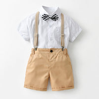 Load image into Gallery viewer, 2 Pieces Set Baby Kid Boys Solid Color Bow Shirts And Shorts Wholesale 220531245
