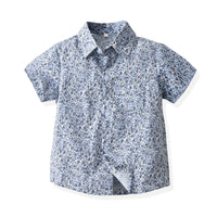 Load image into Gallery viewer, 2 Pieces Set Baby Kid Boys Flower Bow Print Shirts And Striped Shorts Wholesale 220531251
