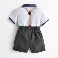 Load image into Gallery viewer, 2 Pieces Set Kid Boys Bow Polo Shirts And Solid Color Shorts Wholesale 220531253
