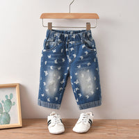 Load image into Gallery viewer, 2 Pieces Set Baby Kid Girls Letters T-Shirts And Butterfly Print Jeans Wholesale 220531312
