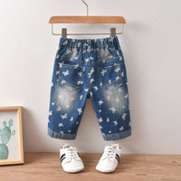 Load image into Gallery viewer, 2 Pieces Set Baby Kid Girls Letters T-Shirts And Butterfly Print Jeans Wholesale 220531312

