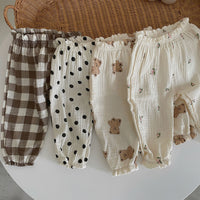 Load image into Gallery viewer, Baby Kid Girls Flower Polka dots Checked Animals Print Pants Wholesale 22053135
