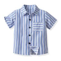 Load image into Gallery viewer, 2 Pieces Set Baby Kid Boys Dressy Striped Bow Shirts And Solid Color Rompers Wholesale 22053140
