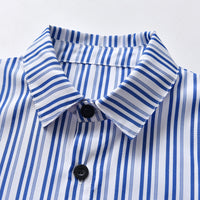 Load image into Gallery viewer, 2 Pieces Set Baby Kid Boys Dressy Striped Bow Shirts And Solid Color Rompers Wholesale 22053140
