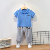 Load image into Gallery viewer, 2 Pieces Set Baby Kid Boys Dinosaur Embroidered Polo Shirts And Pants Wholesale 22053142
