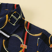 Load image into Gallery viewer, 2 Pieces Set Kid Boys Dressy Cartoon Bow Print Shirts And Solid Color Rompers Wholesale 220531426
