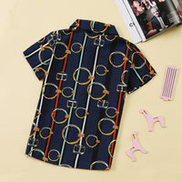 Load image into Gallery viewer, 2 Pieces Set Kid Boys Dressy Cartoon Bow Print Shirts And Solid Color Rompers Wholesale 220531426
