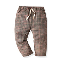 Load image into Gallery viewer, 2 Pieces Set Baby Kid Boys Dressy Solid Color Bow Shirts And Checked Jumpsuits Wholesale 22053143
