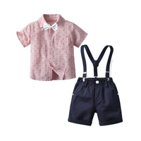 Load image into Gallery viewer, 2 Pieces Set Baby Kid Boys Dressy Striped Star Bow Print Shirts And Solid Color Rompers Wholesale 22053145
