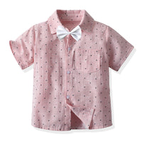 Load image into Gallery viewer, 2 Pieces Set Baby Kid Boys Dressy Striped Star Bow Print Shirts And Solid Color Rompers Wholesale 22053145
