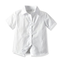 Load image into Gallery viewer, 2 Pieces Set Baby Kid Boys Birthday Solid Color Bow Shirts And Striped Rompers Wholesale 22053146
