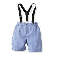 Load image into Gallery viewer, 2 Pieces Set Baby Kid Boys Birthday Solid Color Bow Shirts And Striped Rompers Wholesale 22053146
