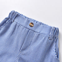 Load image into Gallery viewer, 2 Pieces Set Baby Kid Boys Birthday Solid Color Bow Shirts And Striped Rompers Wholesale 22053146
