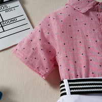 Load image into Gallery viewer, 2 Pieces Set Kid Boys Dressy Birthday Star Bow Shirts And Solid Color Belted Shorts Suits Wholesale 220531464
