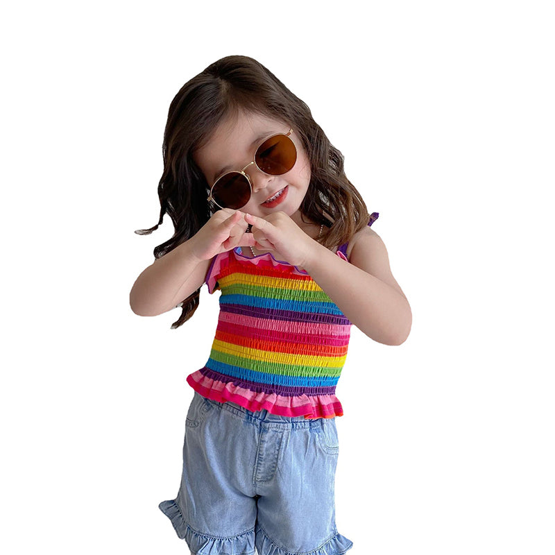 Baby Kid Girls Color-blocking Tank Tops Wholesale 220531497
