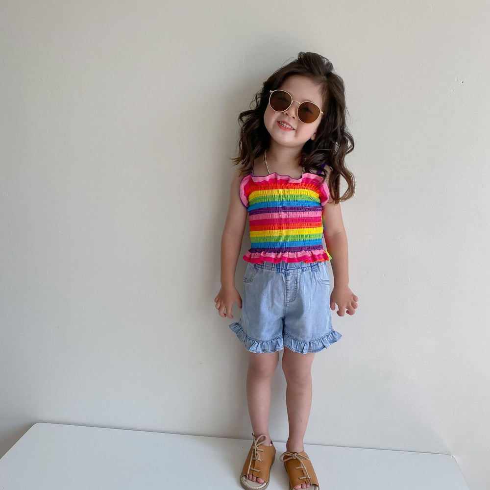 Baby Kid Girls Color-blocking Tank Tops Wholesale 220531497