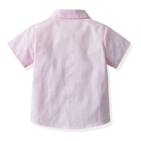 Load image into Gallery viewer, 2 Pieces Set Baby Kid Boys Birthday Party Color-blocking Bow Shirts And Solid Color Rompers Wholesale 220531518
