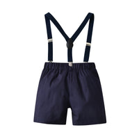 Load image into Gallery viewer, 2 Pieces Set Baby Kid Boys Birthday Party Color-blocking Bow Shirts And Solid Color Rompers Wholesale 220531518
