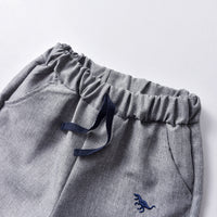 Load image into Gallery viewer, 2 Pieces Set Baby Kid Boys Birthday Party Color-blocking Dinosaur Bow Embroidered Tops And Ribbon Rompers Wholesale 22053154
