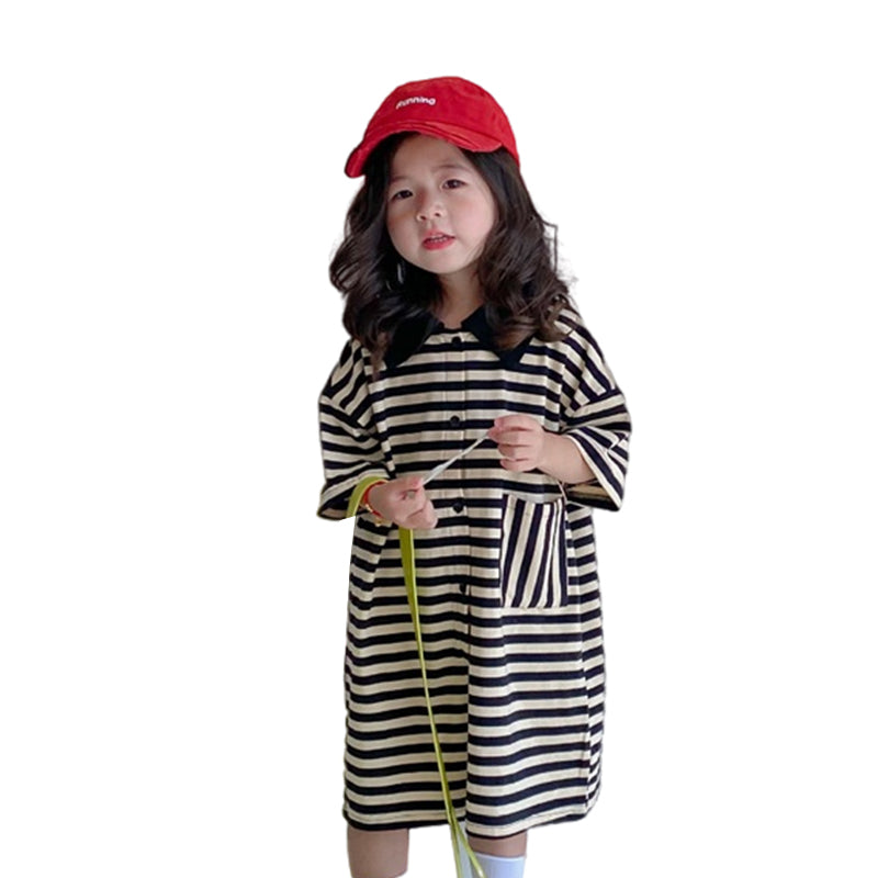 Baby Kid Girls Striped Dresses Wholesale 220531540