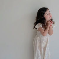 Load image into Gallery viewer, Baby Kid Girls Solid Color Flower Embroidered Jumpsuits Wholesale 220531557
