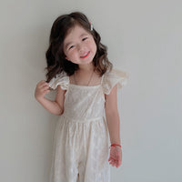 Load image into Gallery viewer, Baby Kid Girls Solid Color Flower Embroidered Jumpsuits Wholesale 220531557
