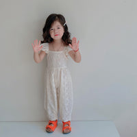 Load image into Gallery viewer, Baby Kid Girls Solid Color Flower Embroidered Jumpsuits Wholesale 220531557
