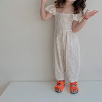 Load image into Gallery viewer, Baby Kid Girls Solid Color Flower Embroidered Jumpsuits Wholesale 220531557
