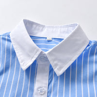 Load image into Gallery viewer, 2 Pieces Set Kid Boys Striped Bow Print Shirts And Solid Color Shorts Wholesale 220531558
