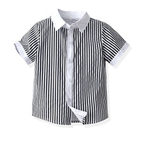 Load image into Gallery viewer, 2 Pieces Set Baby Kid Boys Striped Bow Shirts And Solid Color Rompers Wholesale 220531578
