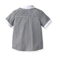 Load image into Gallery viewer, 2 Pieces Set Baby Kid Boys Striped Bow Shirts And Solid Color Rompers Wholesale 220531578
