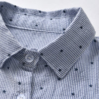 Load image into Gallery viewer, 2 Pieces Set Baby Kid Boys Dressy Striped Star Bow Print Shirts And Solid Color Jumpsuits Wholesale 220531584
