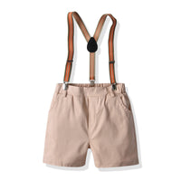 Load image into Gallery viewer, 2 Pieces Set Baby Kid Boys Dressy Flower Bow Print Shirts And Solid Color Rompers Wholesale 220531586
