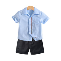 Load image into Gallery viewer, 2 Pieces Set Kid Boys Striped Shirts And Solid Color Shorts Wholesale 220531597
