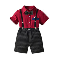 Load image into Gallery viewer, 2 Pieces Set Baby Kid Boys Bow Shirts And Striped Rompers Wholesale 220531601
