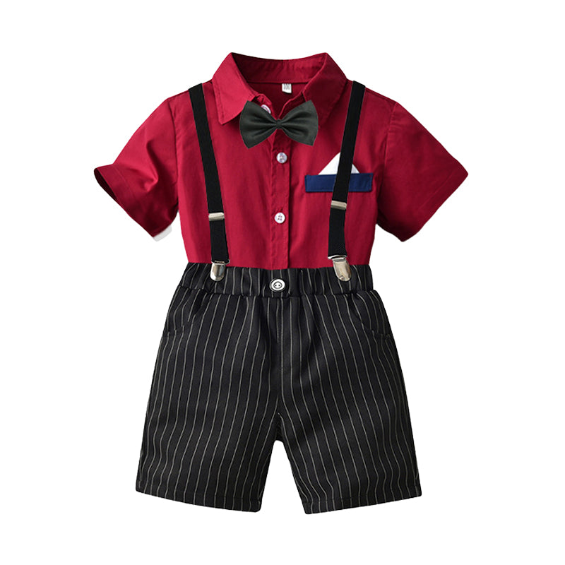 2 Pieces Set Baby Kid Boys Bow Shirts And Striped Rompers Wholesale 220531601