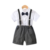 Load image into Gallery viewer, 2 Pieces Set Baby Kid Boys Birthday Party Bow Shirts And Checked Rompers Wholesale 220531609
