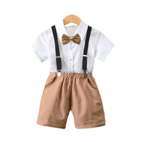 Load image into Gallery viewer, 2 Pieces Set Baby Kid Boys Birthday Party Bow Shirts And Checked Rompers Wholesale 220531609
