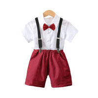Load image into Gallery viewer, 2 Pieces Set Baby Kid Boys Birthday Party Bow Shirts And Checked Rompers Wholesale 220531609
