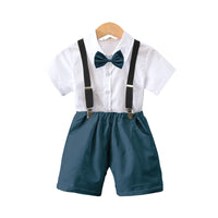 Load image into Gallery viewer, 2 Pieces Set Baby Kid Boys Birthday Party Bow Shirts And Checked Rompers Wholesale 220531609

