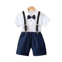 Load image into Gallery viewer, 2 Pieces Set Baby Kid Boys Birthday Party Bow Shirts And Checked Rompers Wholesale 220531609
