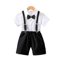 Load image into Gallery viewer, 2 Pieces Set Baby Kid Boys Birthday Party Bow Shirts And Checked Rompers Wholesale 220531609
