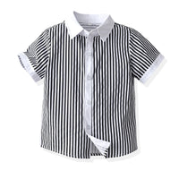 Load image into Gallery viewer, 2 Pieces Set Baby Kid Boys Birthday Party Bow Shirts And Striped Rompers Wholesale 220531610
