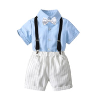 Load image into Gallery viewer, 2 Pieces Set Baby Kid Boys Birthday Party Bow Shirts And Striped Rompers Wholesale 220531611
