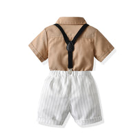 Load image into Gallery viewer, 2 Pieces Set Baby Kid Boys Birthday Party Bow Shirts And Striped Rompers Wholesale 220531611
